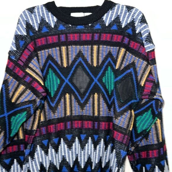 Honeywell & Todd 80s Multicolor Diamond Oversized Sweater - Picture 2 of 9